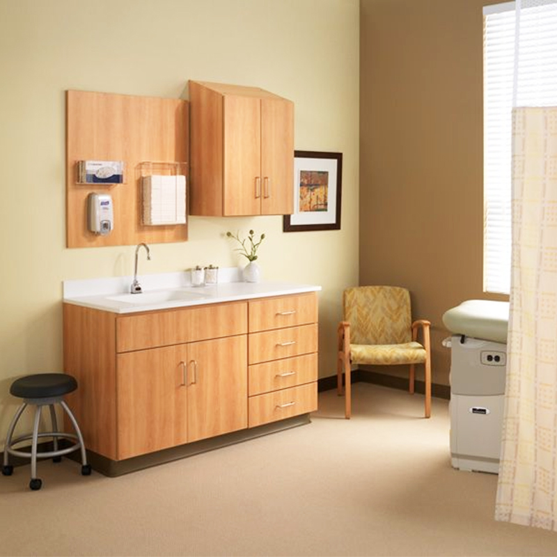 3D Model Free Download Customized Clinic Storage Workstation Cupboard Wooden Medical Cabinet Hospital Furniture with Sink