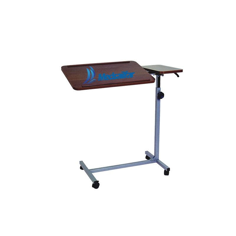 Wooden Steel Medical Hospital Eating Adjustable Folding Computer Overbed Table