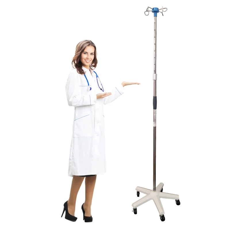 Height Adjustable Hospital Equipment Stainless Steel Medical IV Pole Infusion Drip Stand