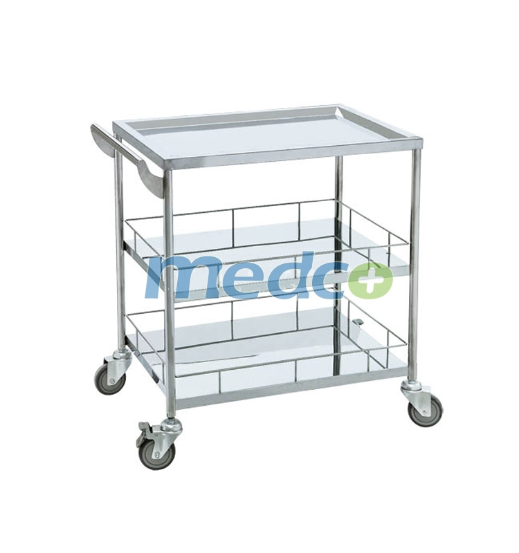 Stainless Steel Medical Cart Hospital Surgical Instrument Trolley for Patient