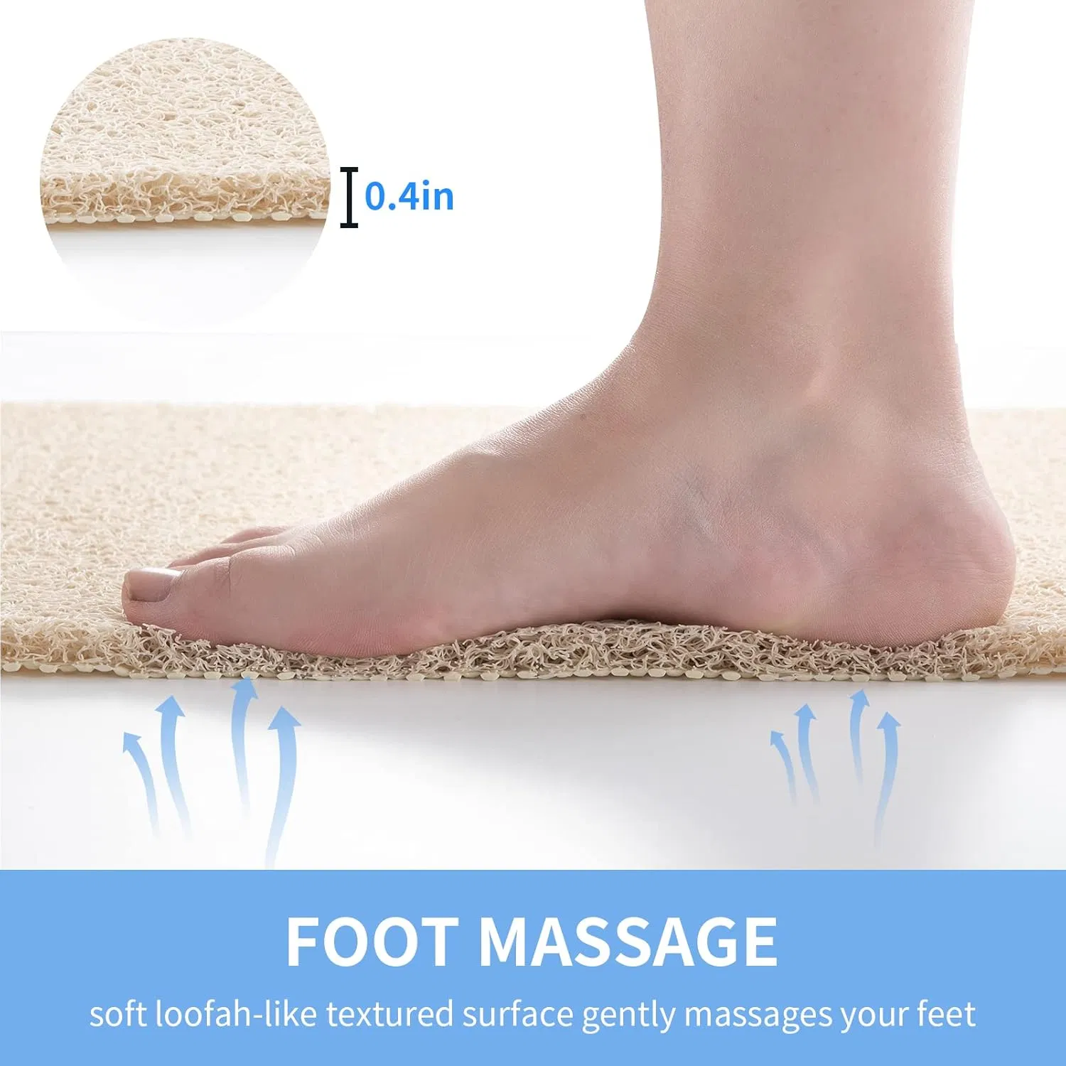 Non Slip Bathtub Mat, Foot Scrubber Anti Slip Fast Drying Shower Mat for Tub