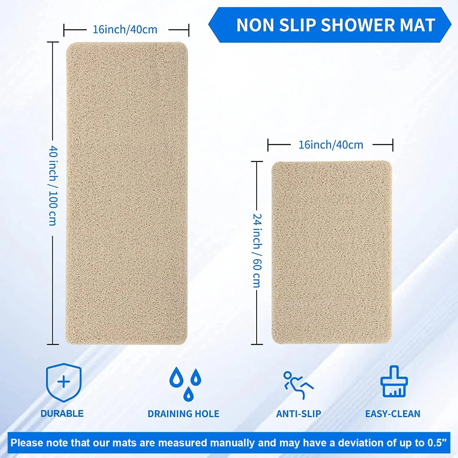 Non Slip Bathtub Mat, Foot Scrubber Anti Slip Fast Drying Shower Mat for Tub