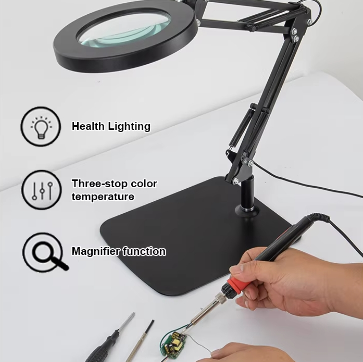 Three-Color 2in1 LED Magnifying Glass Lamp Desk