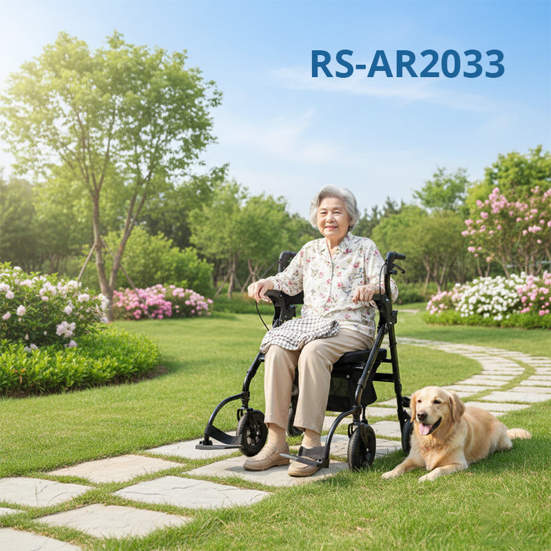 Compact Aluminum Rollator Wheelchair Durable Healthcare Equipment for Outdoor Use Enhancing Portability