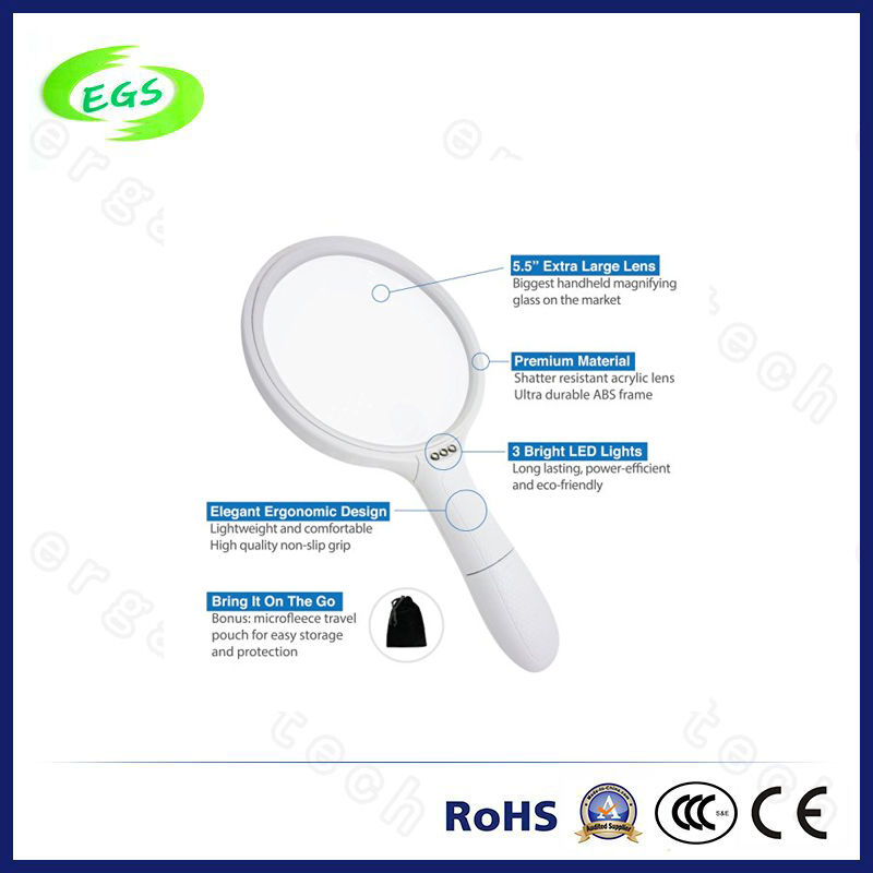 45X /3X Handheld Magnifier Lamp with LED Light for Reading