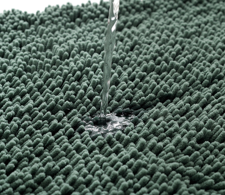 Solid Bathroom Rugs Extra Absorbent Thick Shaggy Chenille Non Slip Soft Bath Mats for Bathroom