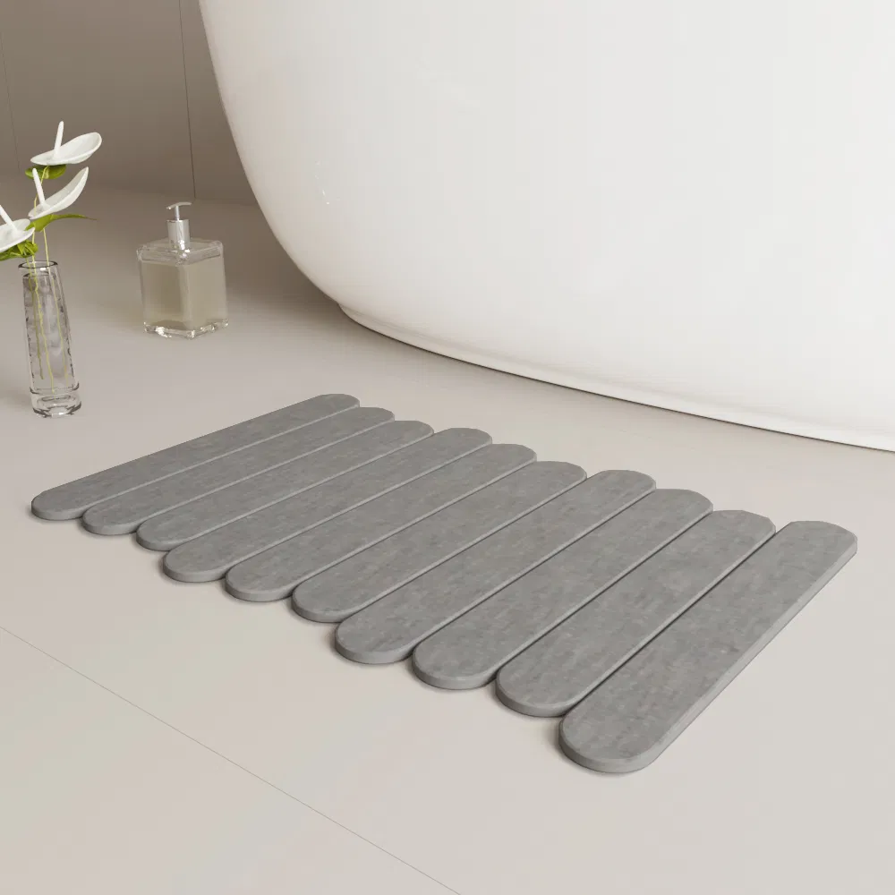 Bath Non-Slip Stone Bath Wave Edge Mat Quick Dry Bath Mat for Bathroom