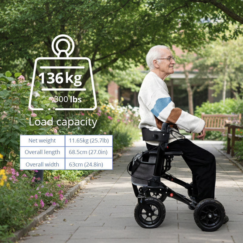 Relaxsmith All-Terrain Aluminum Rollator Walker for People Restricted Mobility Durable Wheels