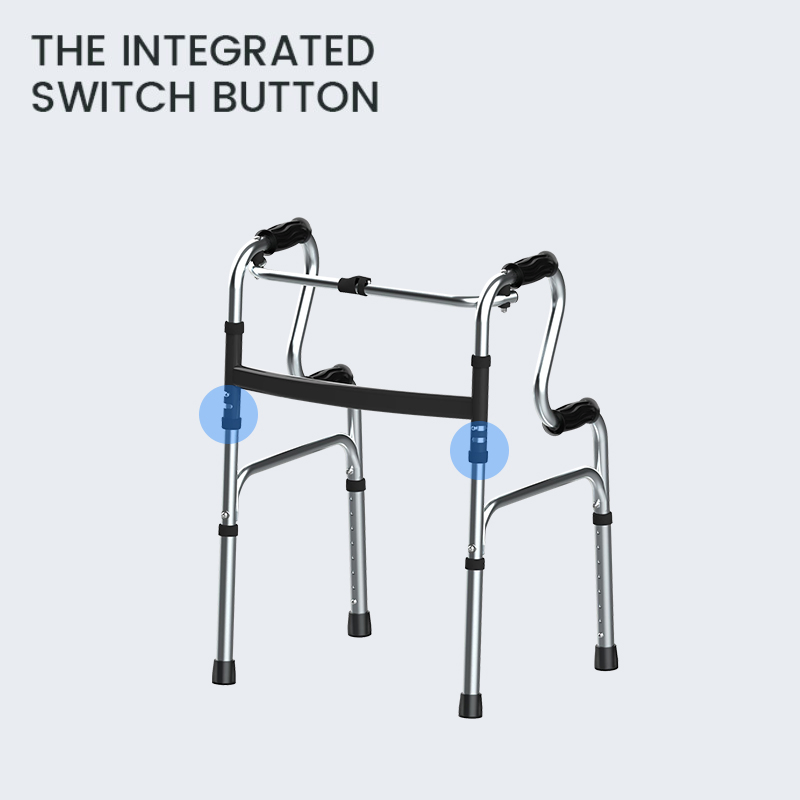 CE Certified Medical Grade Anodized Aluminum Walker Rollator Folding Walker with Handbrake Economical Durable Mobility Aid