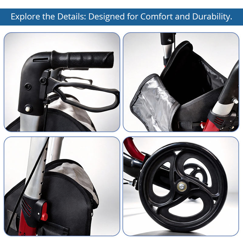 Elderly Care Services Rollator Walker for Rehabilitation Patients Outdoor Mobility Aid