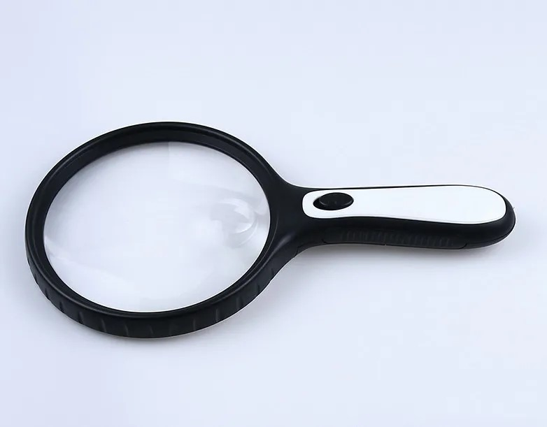 New Large Handheld Reading 4 LED Lights Optical Len Magnifying Glass