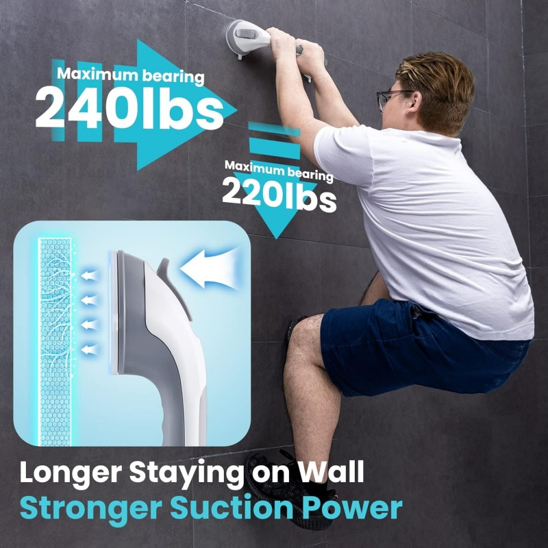 Factory Wholesale 16 Inch Bathroom Safety Strong Suction Shower Handle Grab Bar