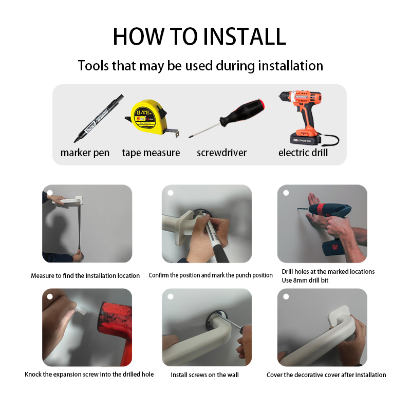 Custom Safety Support Hand Rail Plastic Disabled Grab Bar for Bathroom Hotel