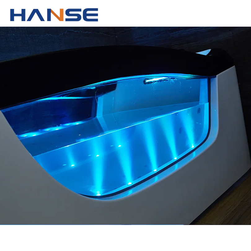 New Acrylic Walk in Glass Side Skirt Indoor Smart SPA Waterfall Massage Bathtub with Pillows