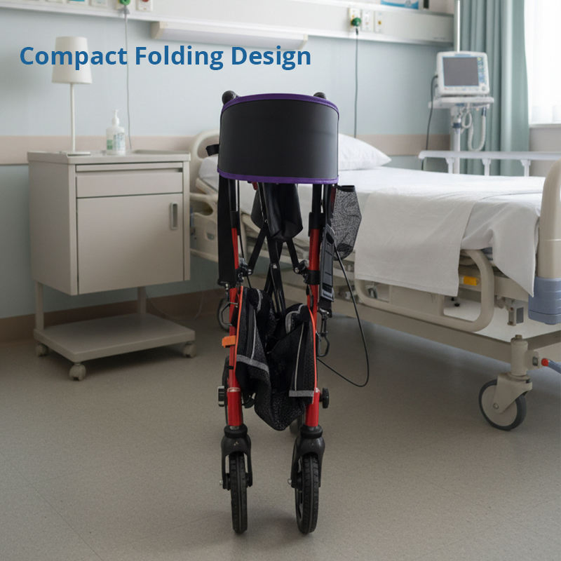 Lightweight Aluminum Rollator Seat Storage Bag Height Adjustable for Elderly Seniors-Mobility Aid