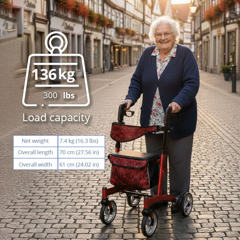 Mobility Rollator for People Restricted Mobility Stylish Lightweight Durable Designed Outdoor Use