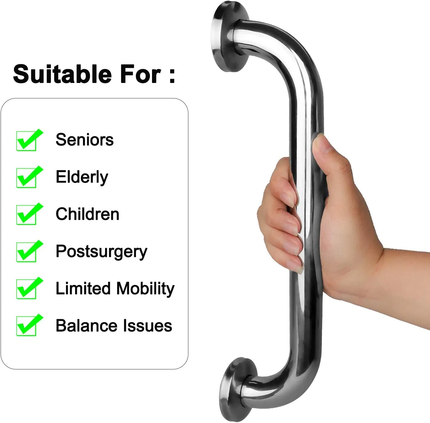 Disabled Safety Hand Rail Support Handicap Elderly Senior Assist Bath Handle Shower Bathtub Grab Bar