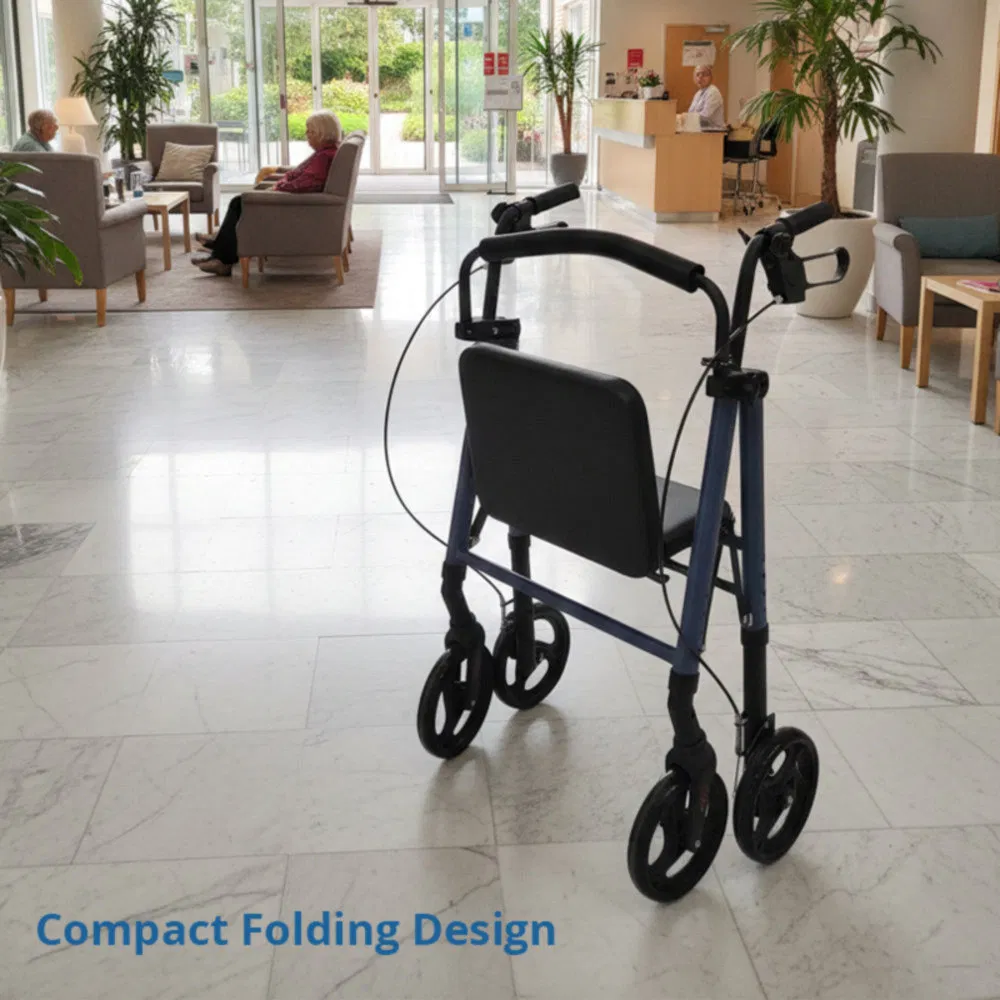 Smooth Comfortable Aluminum Foldable Outdoor Rollator for Lawn Walks