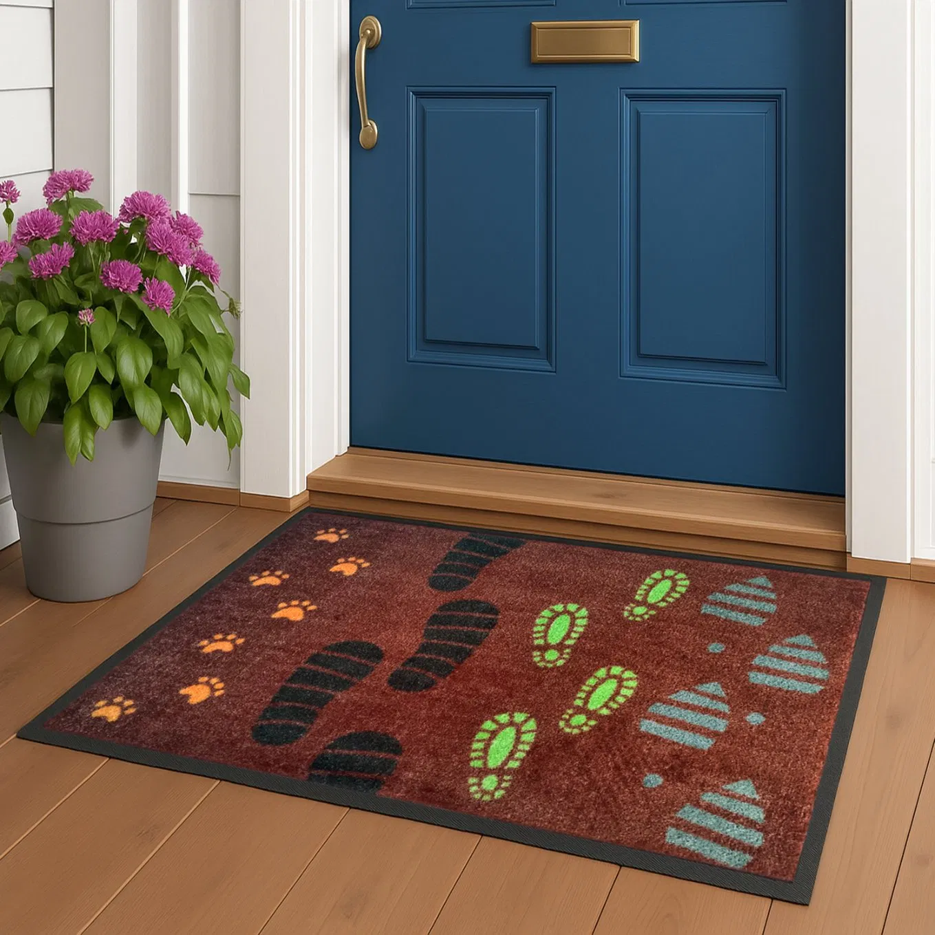 Custom PP Nylon Rubber Golf Non Anti Slip Welcome Home Entrance Foot Foam Prayer Front Logo Printed Bath Bathroom Kitchen Floor Door Mat Modern