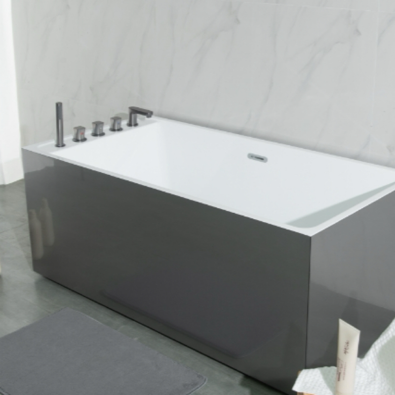 Modern Square Walk-in Bath Tub Sex Free Standing Bath One-Piece Minimalist Acrylic Bathtub