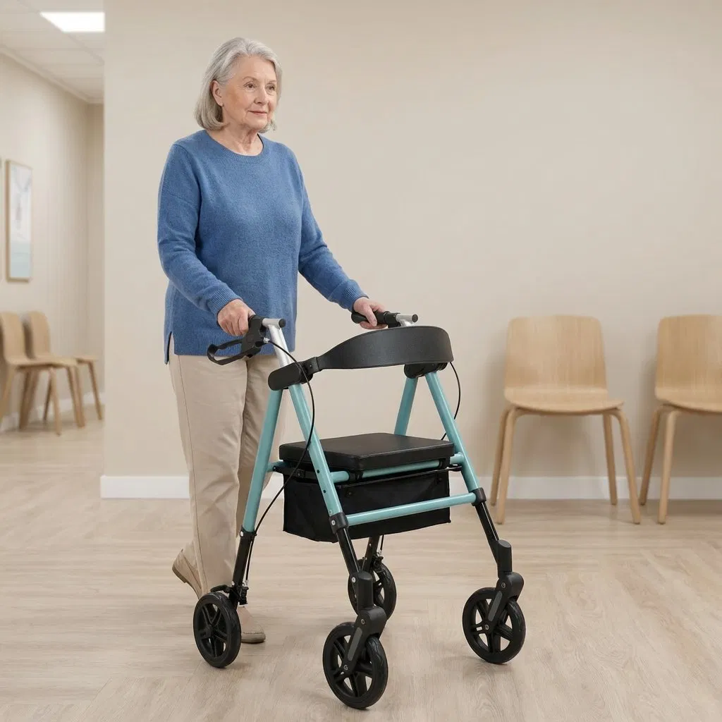 Dinglian Dl-7077D Rollator Walker Adjustable Medical Walking Support Equipment