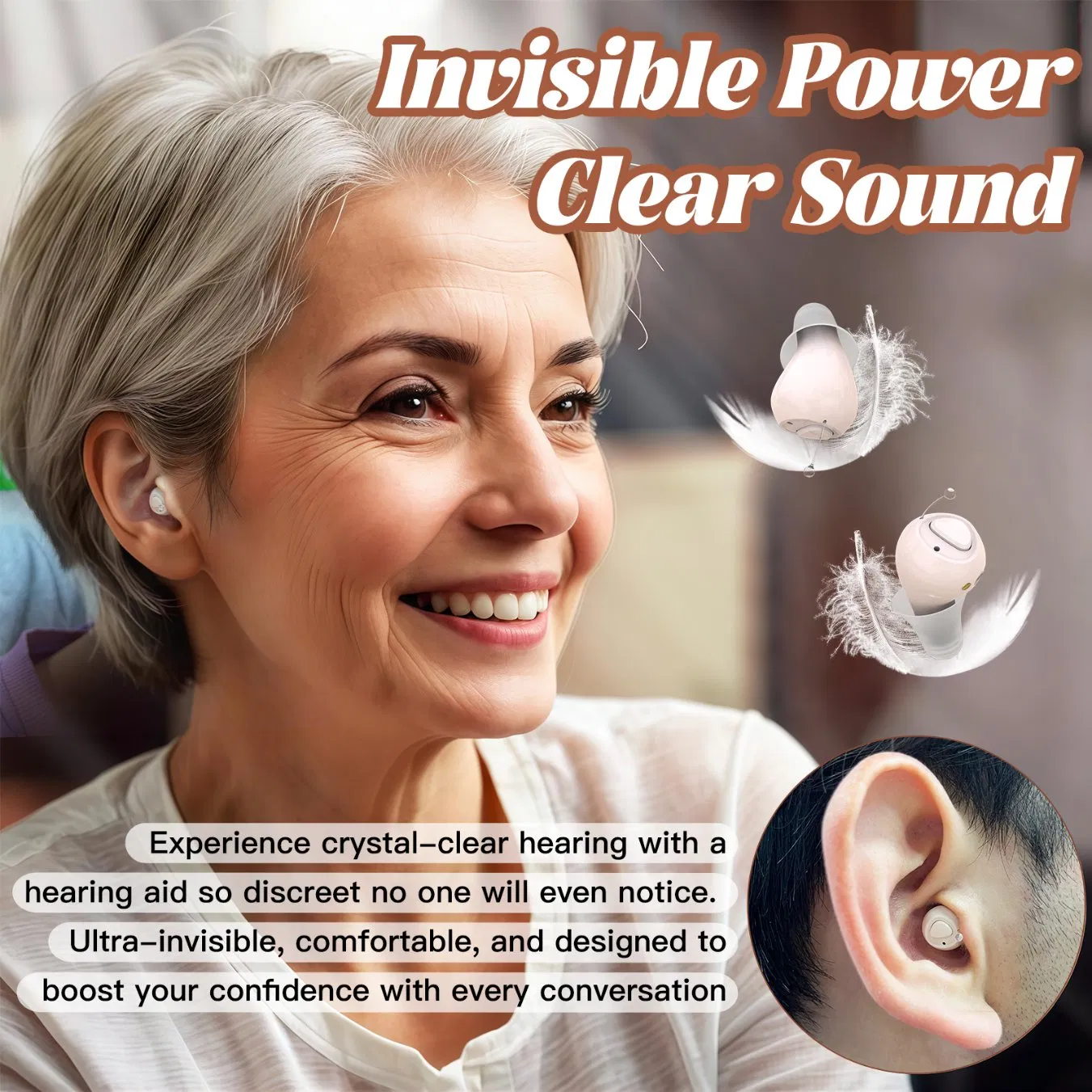 Invisible Cic Digital Hearing Aids for Deaf with UV Case Rechargeable