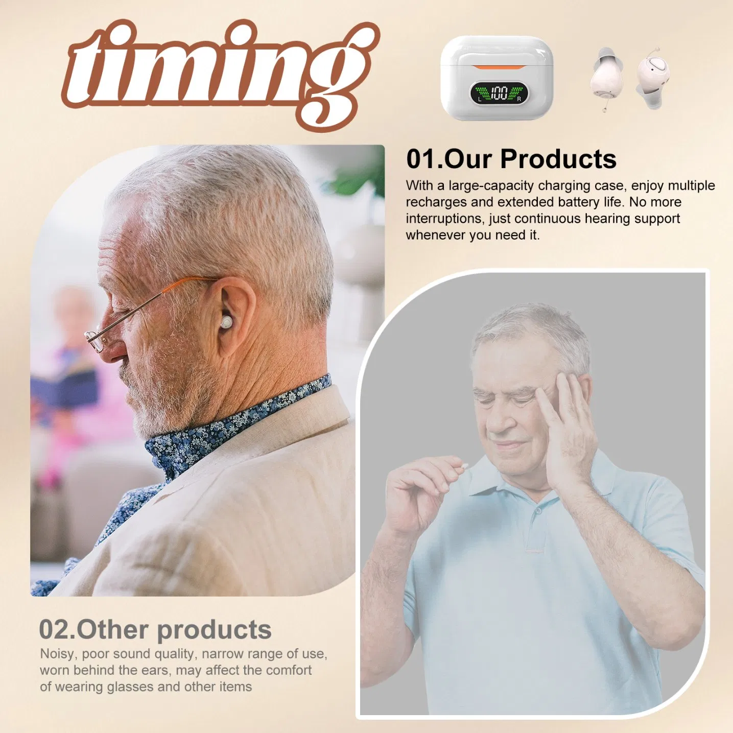 Invisible Cic Digital Hearing Aids for Deaf with UV Case Rechargeable