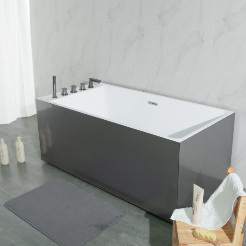 Modern Square Walk-in Bath Tub Sex Free Standing Bath One-Piece Minimalist Acrylic Bathtub