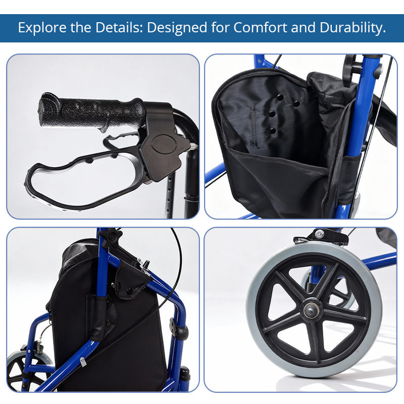 Three Wheel Carbon Fiber Rollator Walker Relaxsmith Lightweight Capacity Enhanced Mobility