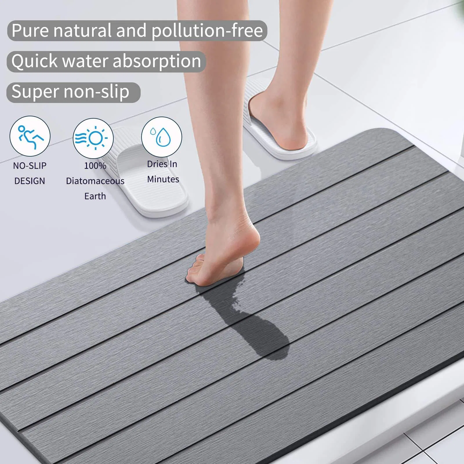 Wholesale Anti Non Slip Fast Absorbent Quick Dry Fast Drying Floor Diatom Diatomaceous Earth Bath Stone Mats Solid Bathroom Mats
