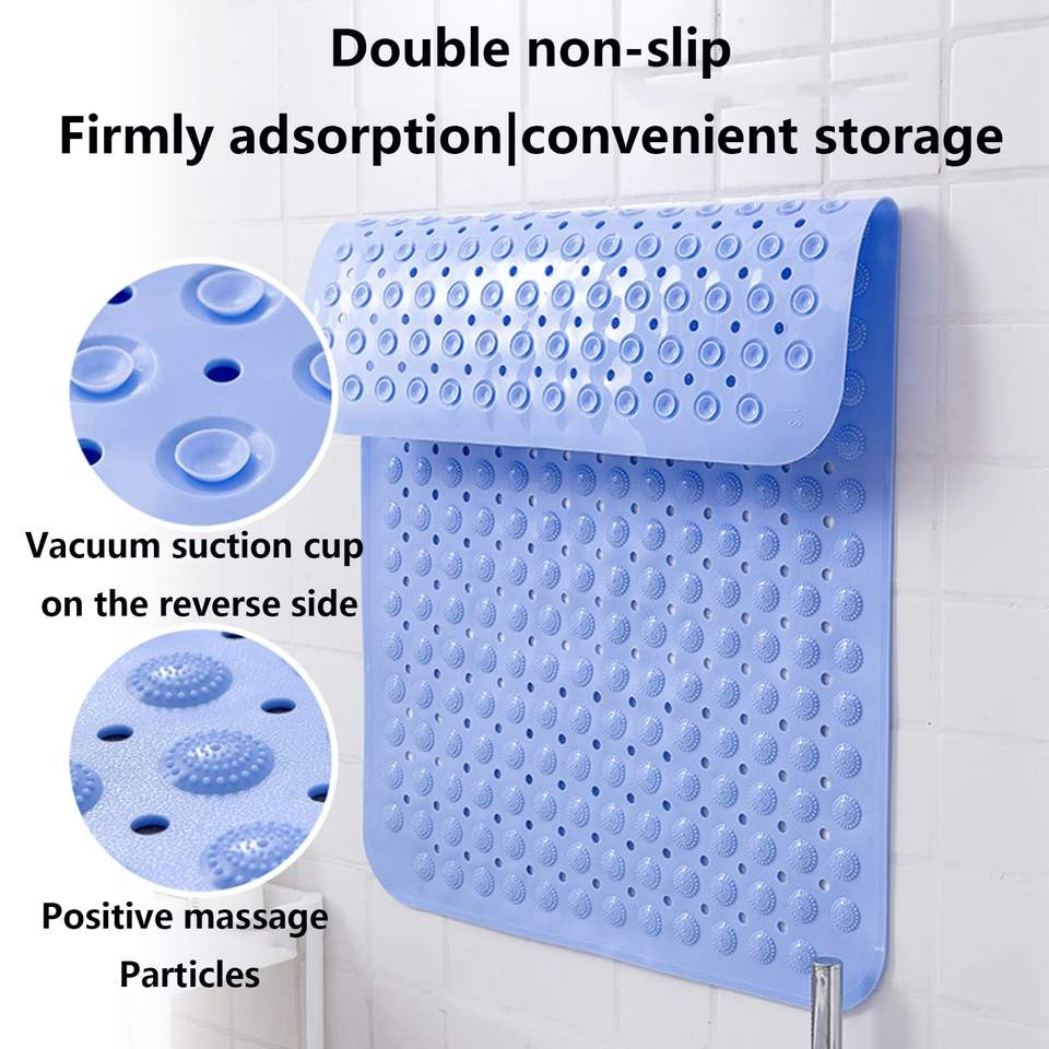 Bathtub Bathroom Shower Non Slip Waterproof Rectangular PVC Anti Slip Bath Mats with Drain Holes