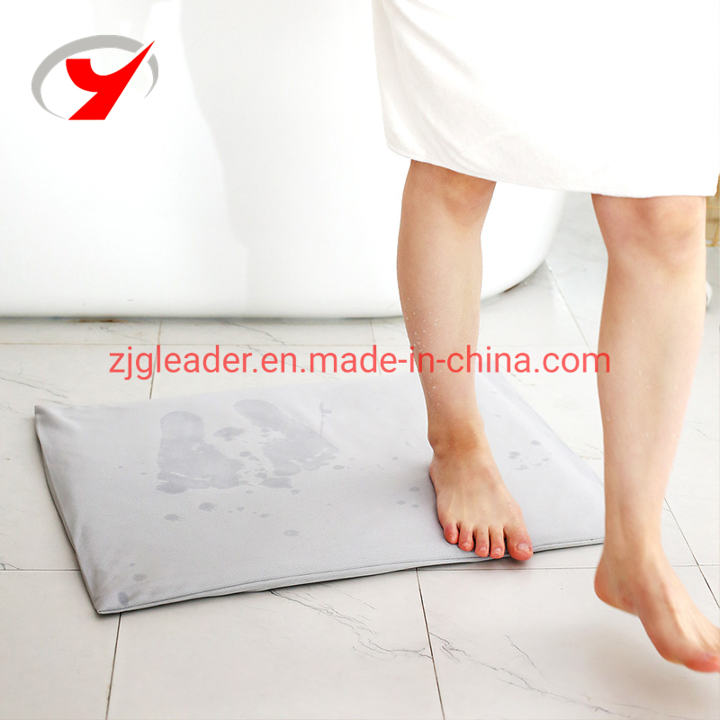 Zjgleader Hot Sale Water Absorbent Diatomite Earth Powder Fabric Non Slip Diatom Mud Shower Mat Soft Bath Mat New Arrived