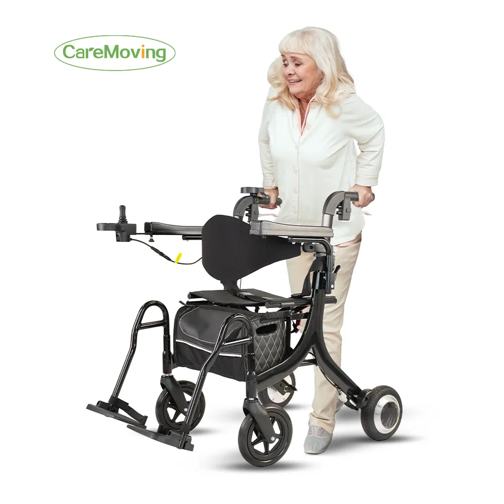 Motorized Walking Aid Wheelchair Rollator with Lightweight Aluminum Alloy Frame and Seat