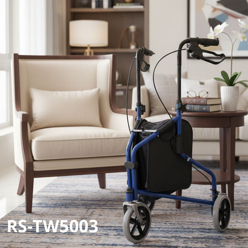Three Wheel Carbon Fiber Rollator Walker Relaxsmith Lightweight Capacity Enhanced Mobility