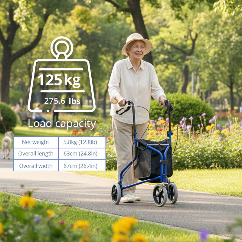 Three Wheel Carbon Fiber Rollator Walker Relaxsmith Lightweight Capacity Enhanced Mobility