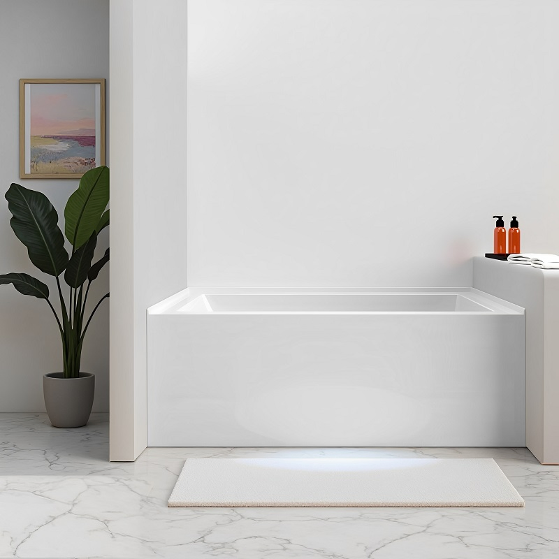 Modern Bathroom Black White Acrylic Free Standing Soaking Walk in Bathtub with Three Flanges