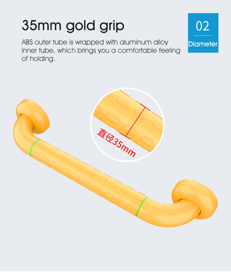 Sturdy Rust Proof Wall Mounted Handrail for Bathroom Shower Safety and Support Grab Bars