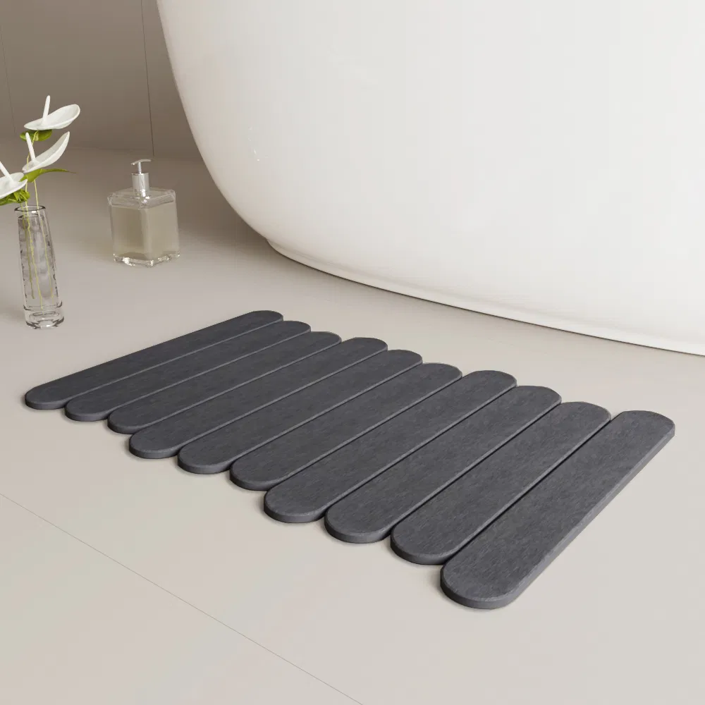 Bath Non-Slip Stone Bath Wave Edge Mat Quick Dry Bath Mat for Bathroom