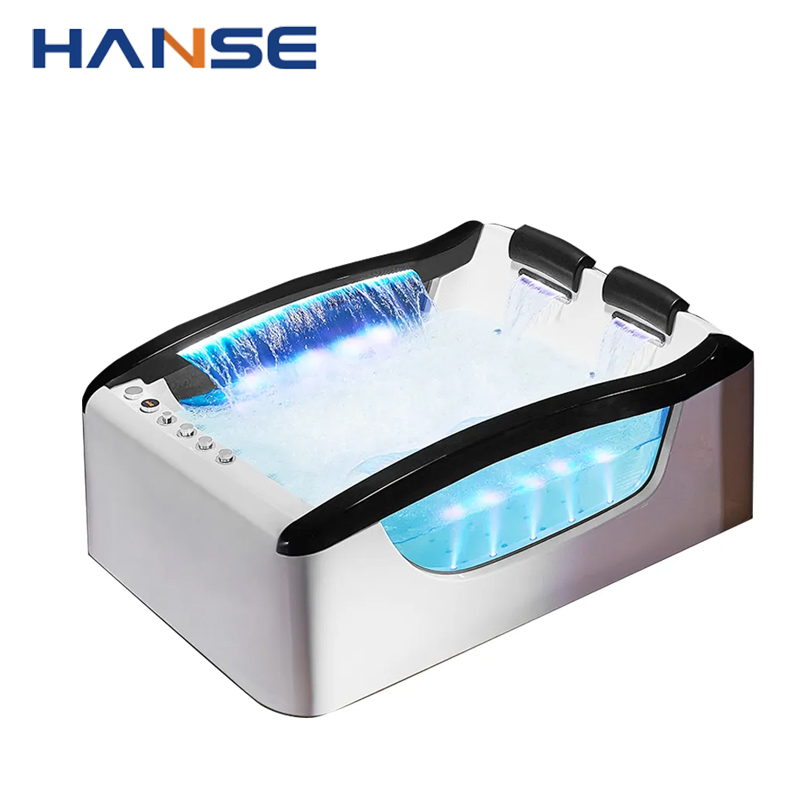 New Acrylic Walk in Glass Side Skirt Indoor Smart SPA Waterfall Massage Bathtub with Pillows