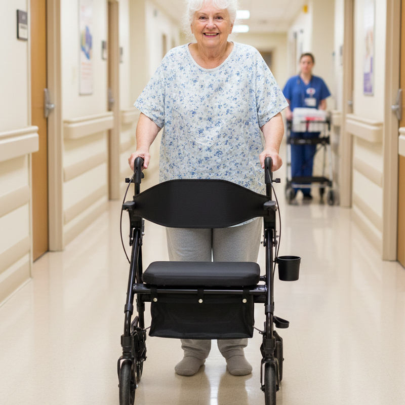 Compact Aluminum Rollator Wheelchair Durable Healthcare Equipment for Outdoor Use Enhancing Portability