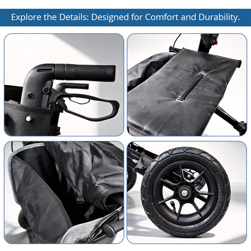 Relaxsmith All-Terrain Aluminum Rollator Walker for People Restricted Mobility Durable Wheels