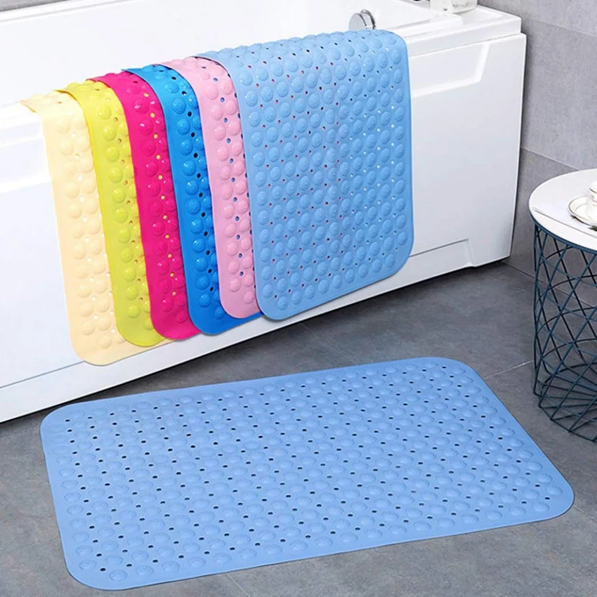 Bathtub Bathroom Shower Non Slip Waterproof Rectangular PVC Anti Slip Bath Mats with Drain Holes