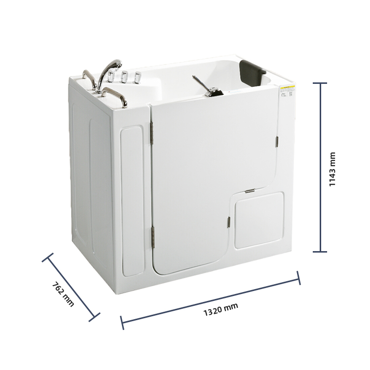 Hydrorelax Square Freestanding White Acrylic Portable Massage Walk in Bathtub with Shower SPA Bathtubs
