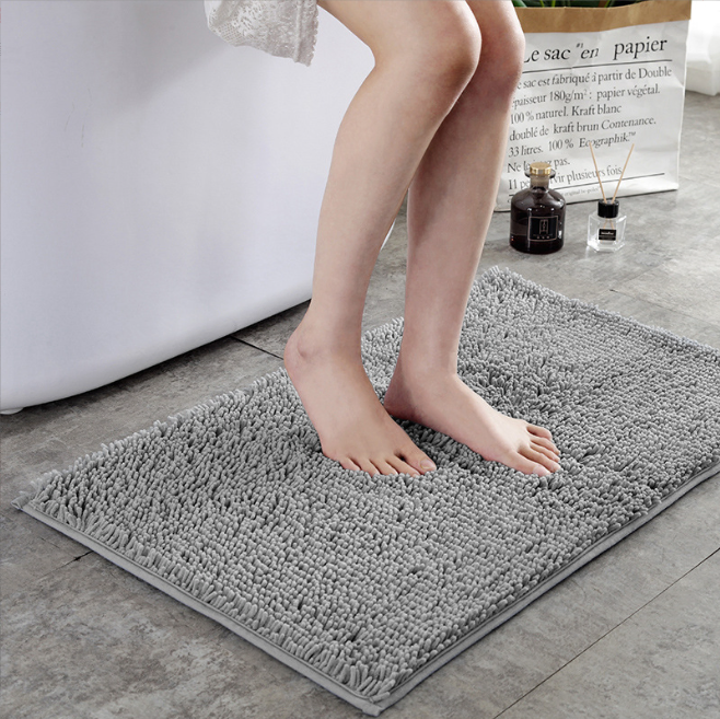 Solid Bathroom Rugs Extra Absorbent Thick Shaggy Chenille Non Slip Soft Bath Mats for Bathroom