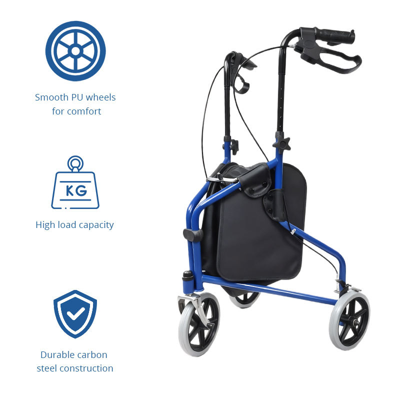 Three Wheel Carbon Fiber Rollator Walker Relaxsmith Lightweight Capacity Enhanced Mobility