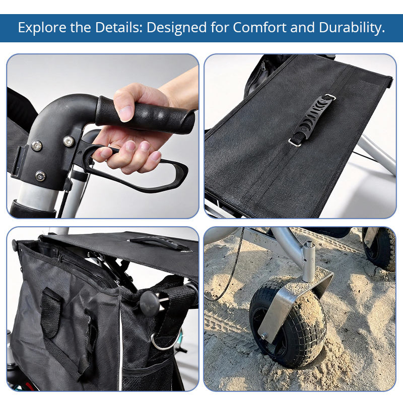 Aluminum Outdoor Rollator for Rehabilitation Patients-Durable Comfortable Mobility Solution for Outdoor Use