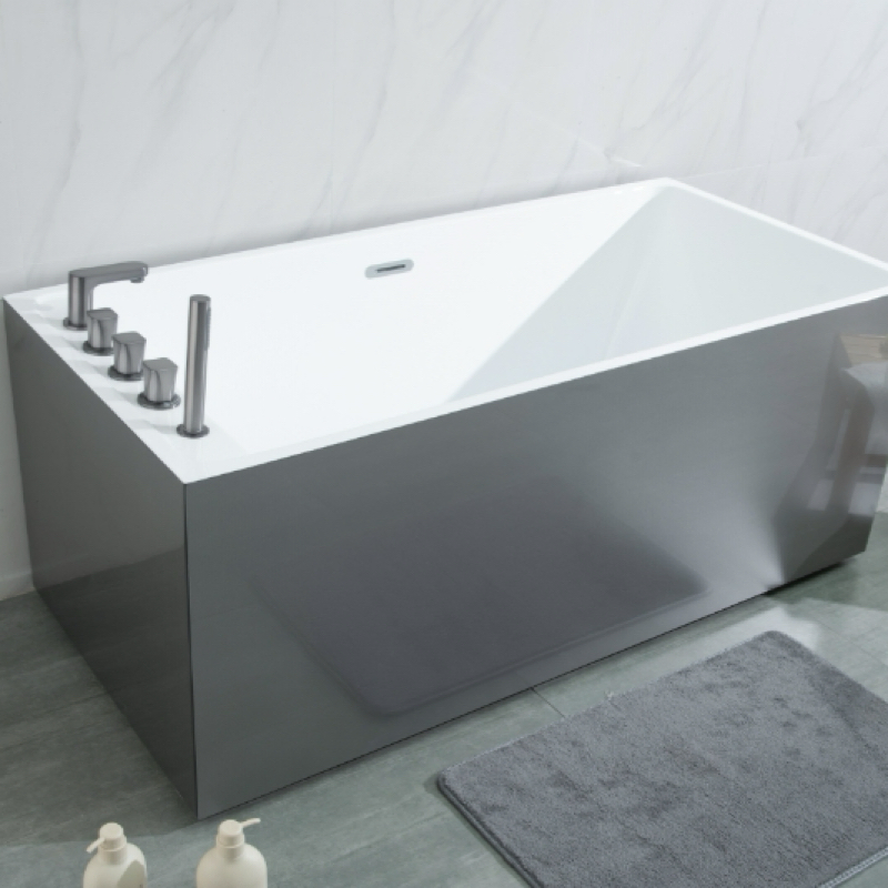 Modern Square Walk-in Bath Tub Sex Free Standing Bath One-Piece Minimalist Acrylic Bathtub