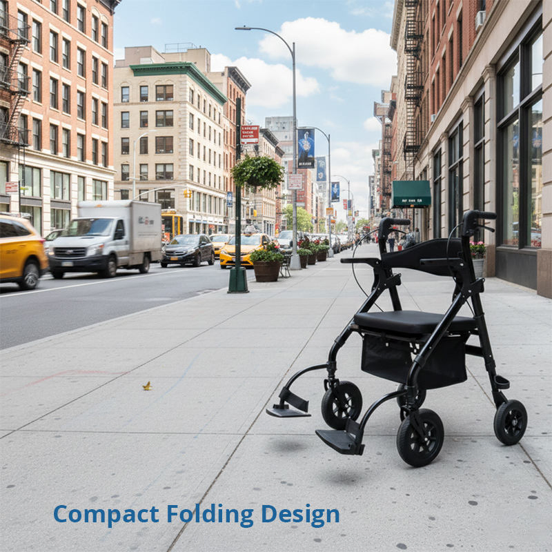 Compact Aluminum Rollator Wheelchair Durable Healthcare Equipment for Outdoor Use Enhancing Portability