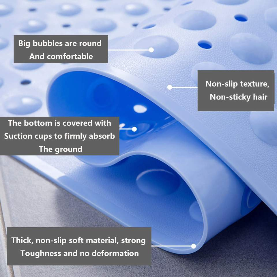 Bathtub Bathroom Shower Non Slip Waterproof Rectangular PVC Anti Slip Bath Mats with Drain Holes