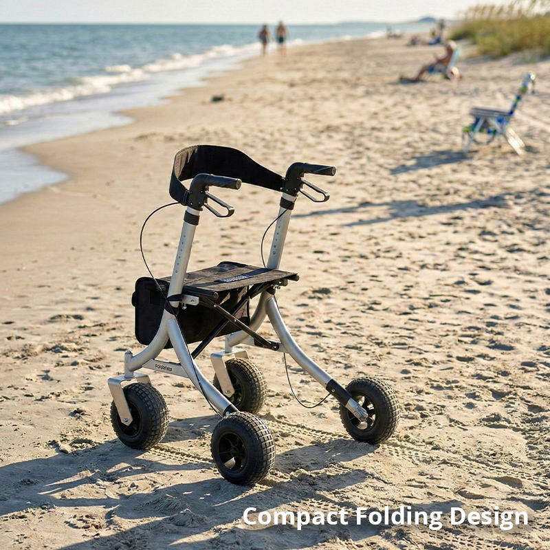 Aluminum Outdoor Rollator for Rehabilitation Patients-Durable Comfortable Mobility Solution for Outdoor Use
